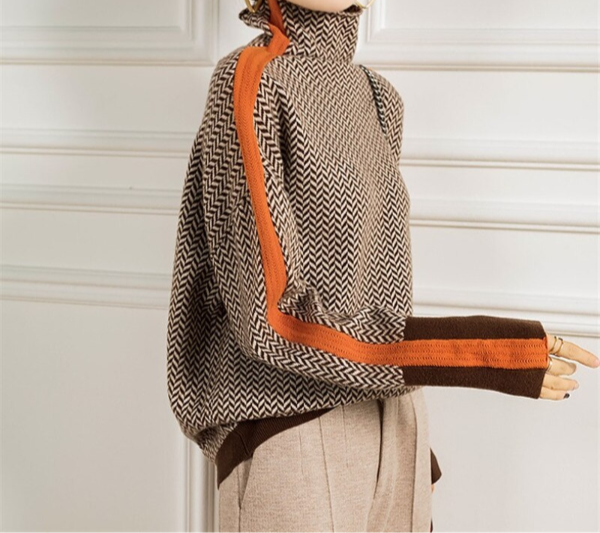 June | Eleanor | Herringbone Luxe Turtleneck