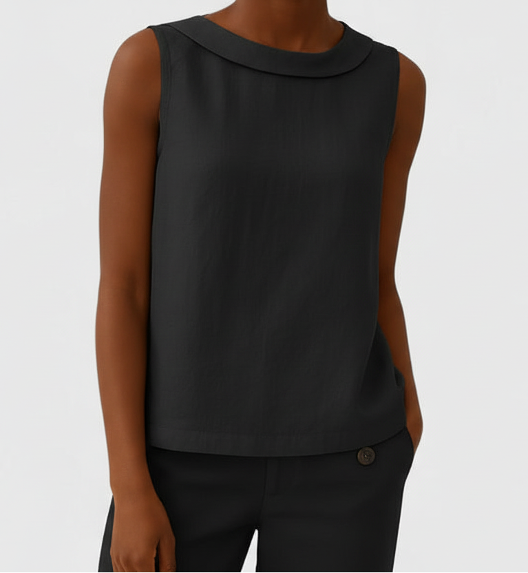 June | Elegant Top with Roll Collar