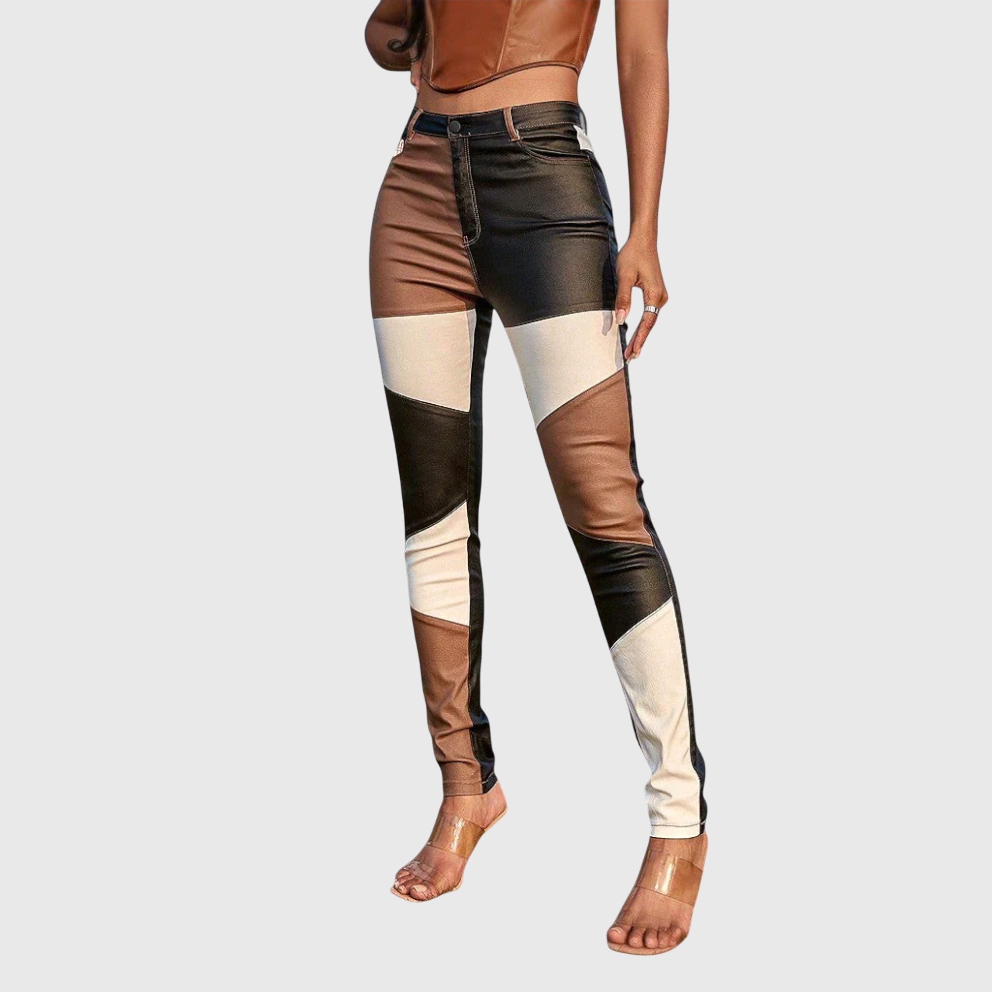 June | Tube Pants with Colour Block Pattern